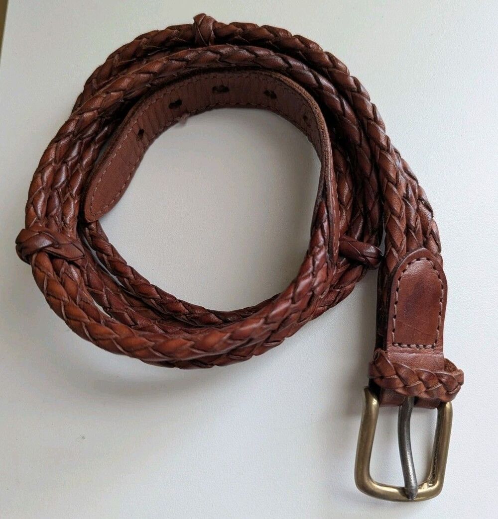 Polo Ralph Lauren Vintage Equestrian Belt Triple Braided Cords Leather Size 36